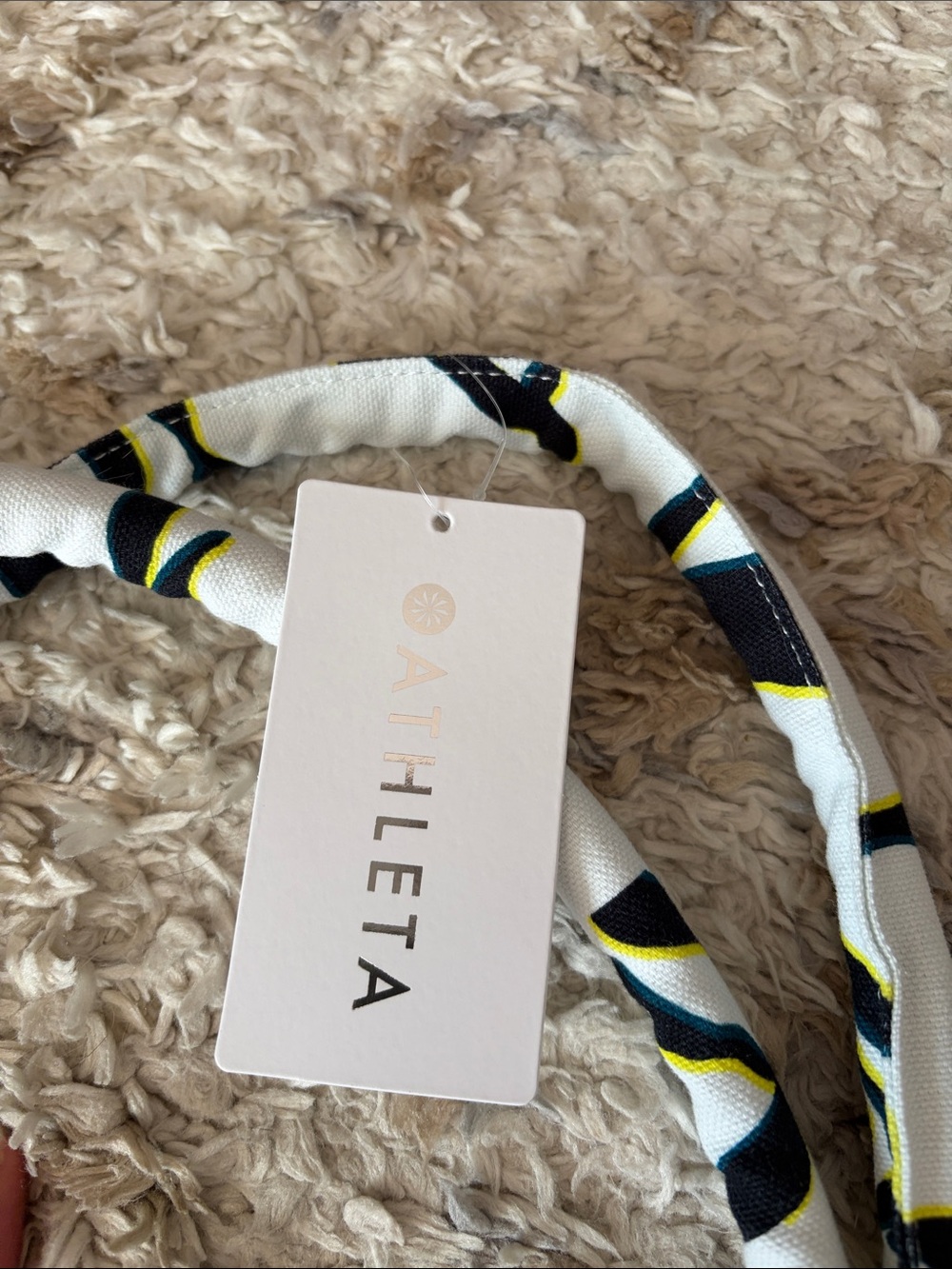 Athleta White Canvas Tote with Black and Yellow Abstract Design - Picture 9 of 9